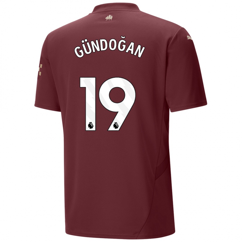 Niño Camiseta Ilkay Gundogan #19 Granate Equipación Tercera 2024/25 La Camisa México