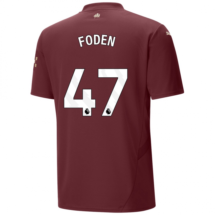 Niño Camiseta Phil Foden #47 Granate Equipación Tercera 2024/25 La Camisa México