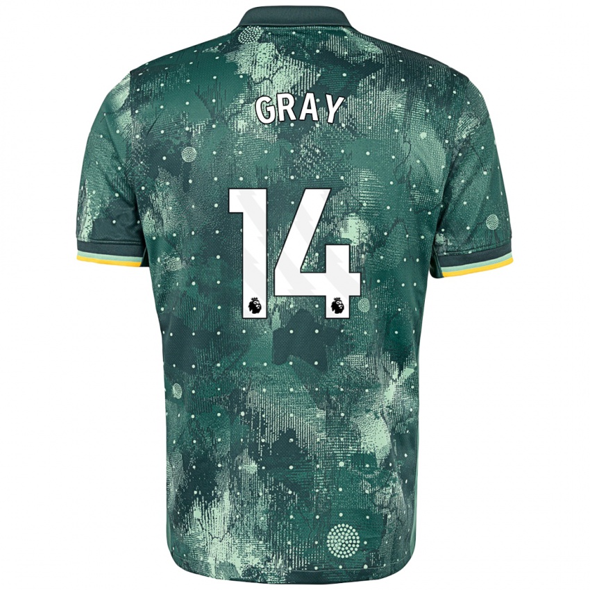 Niño Camiseta Archie Gray #14 Verde Menta Equipación Tercera 2024/25 La Camisa México