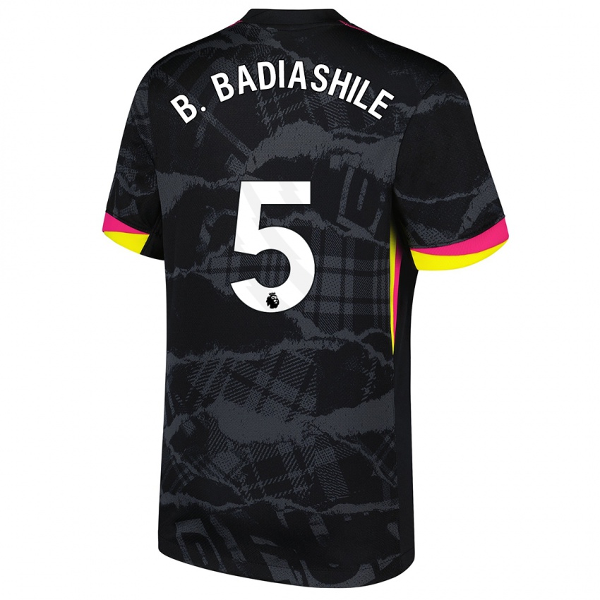 Niño Camiseta Benoît Badiashile #5 Negro Rosa Equipación Tercera 2024/25 La Camisa México