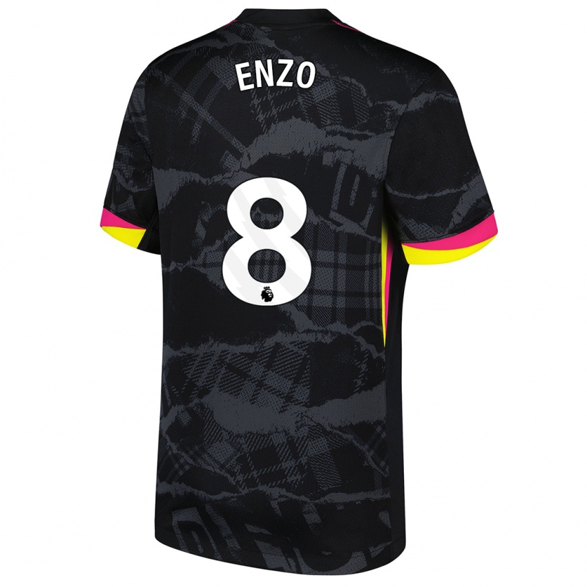 Niño Camiseta Enzo Fernández #8 Negro Rosa Equipación Tercera 2024/25 La Camisa México