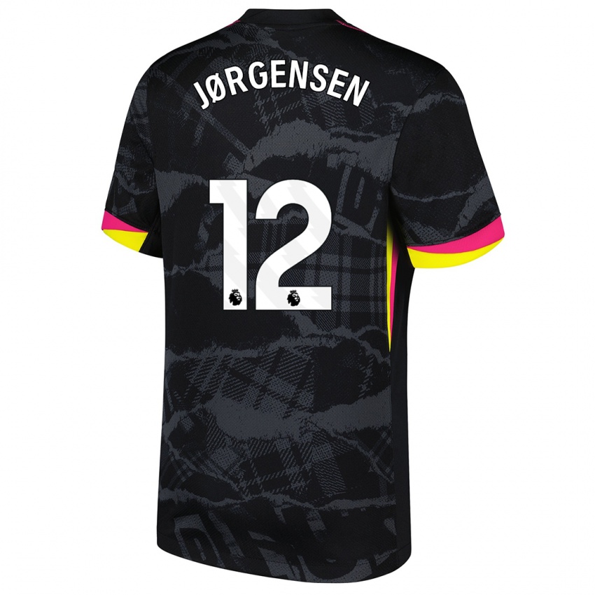 Niño Camiseta Filip Jørgensen #12 Negro Rosa Equipación Tercera 2024/25 La Camisa México