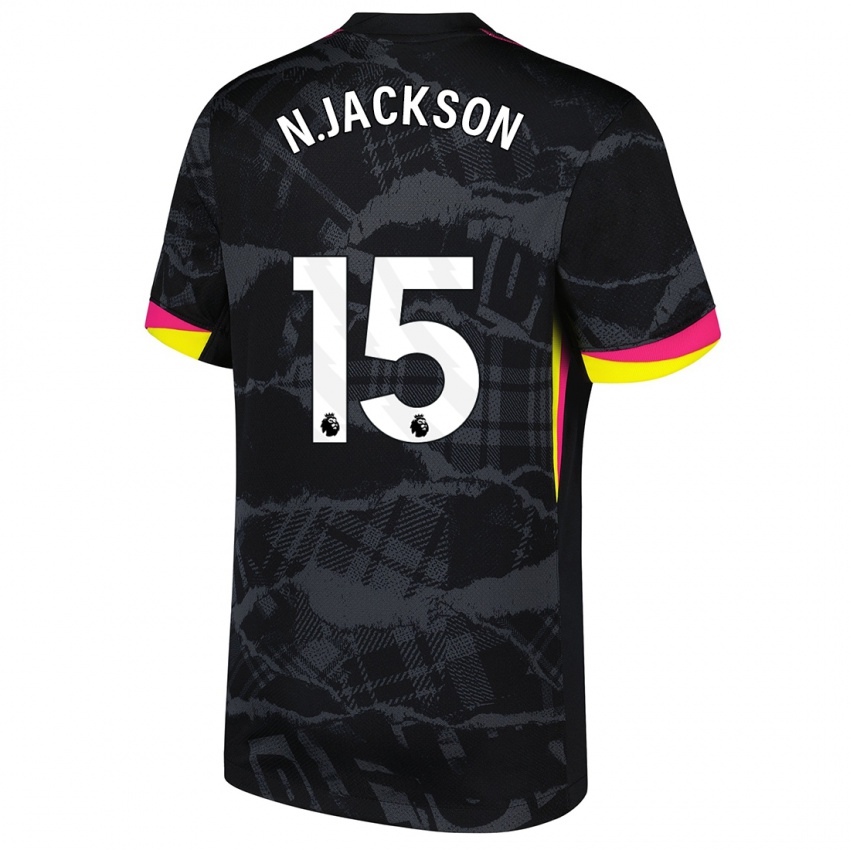 Niño Camiseta Nicolas Jackson #15 Negro Rosa Equipación Tercera 2024/25 La Camisa México