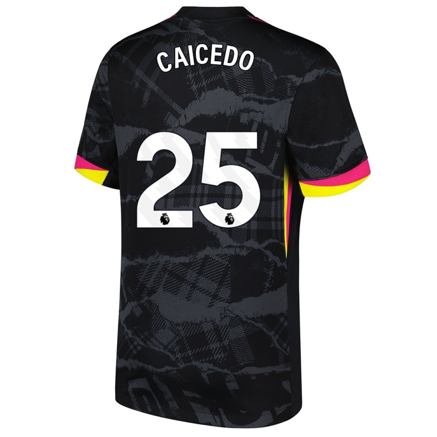 Niño Camiseta Moisés Caicedo #25 Negro Rosa Equipación Tercera 2024/25 La Camisa México