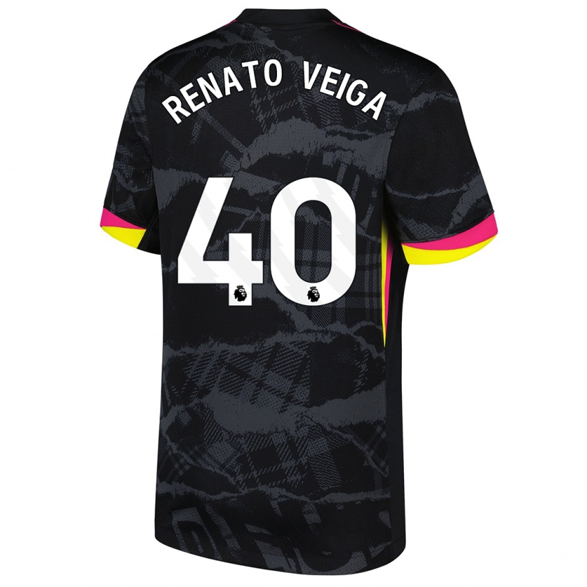 Niño Camiseta Renato Veiga #40 Negro Rosa Equipación Tercera 2024/25 La Camisa México