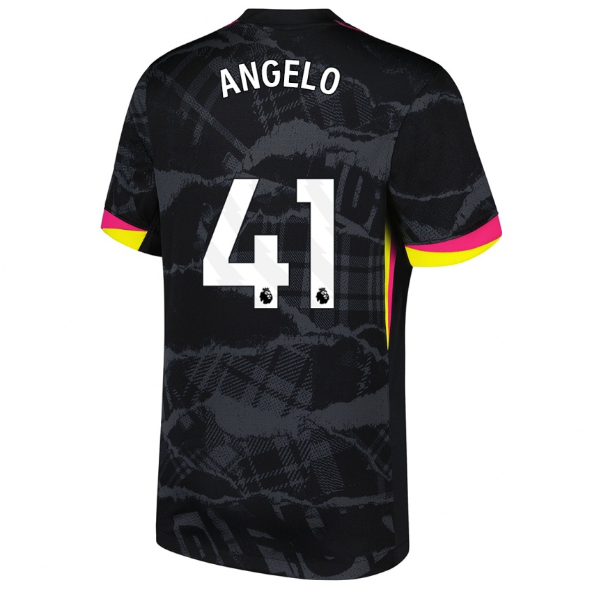 Niño Camiseta Ângelo #41 Negro Rosa Equipación Tercera 2024/25 La Camisa México