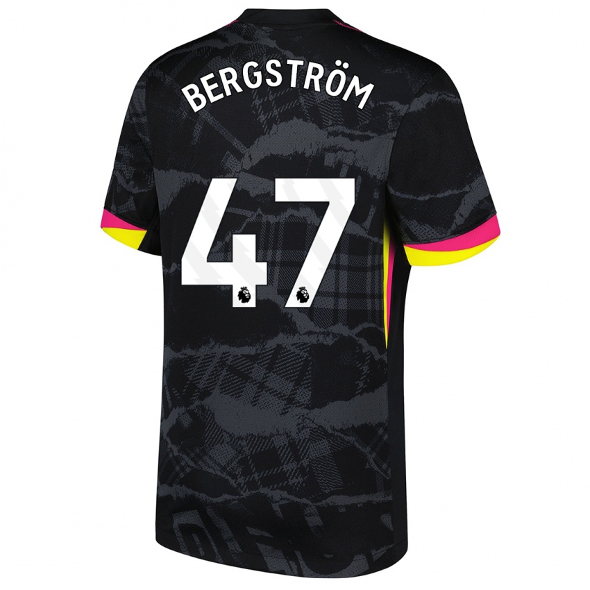 Niño Camiseta Lucas Bergström #47 Negro Rosa Equipación Tercera 2024/25 La Camisa México