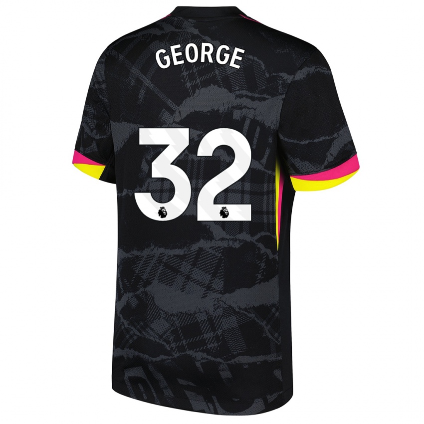 Niño Camiseta Tyrique George #32 Negro Rosa Equipación Tercera 2024/25 La Camisa México