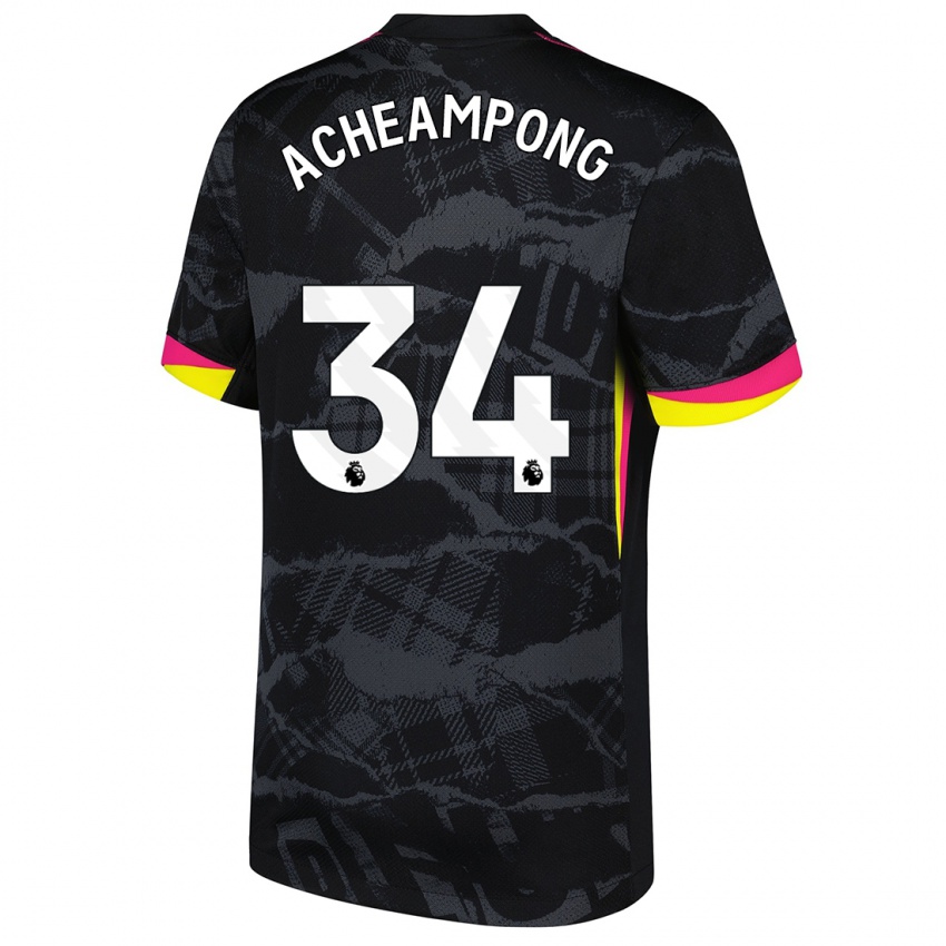 Niño Camiseta Josh Acheampong #34 Negro Rosa Equipación Tercera 2024/25 La Camisa México