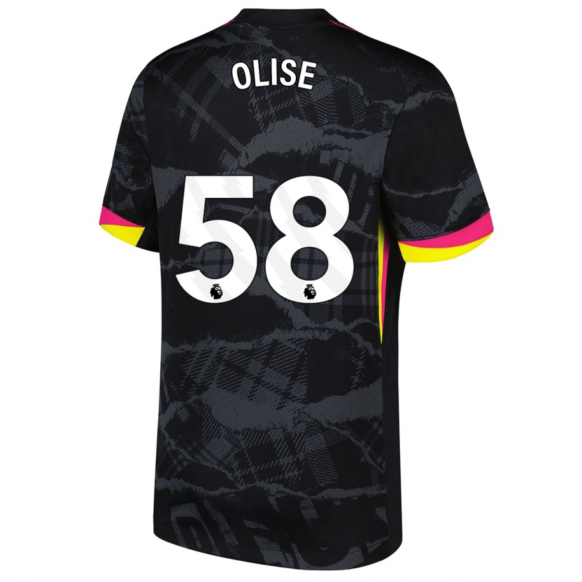 Niño Camiseta Richard Olise #58 Negro Rosa Equipación Tercera 2024/25 La Camisa México