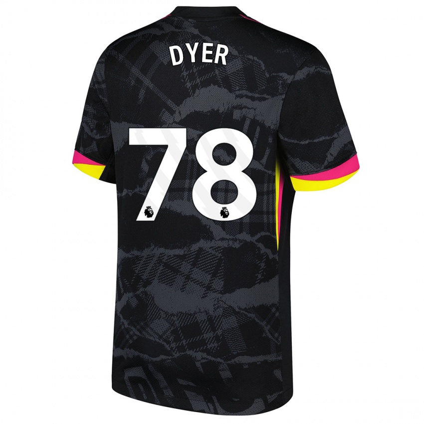 Niño Camiseta Kiano Dyer #78 Negro Rosa Equipación Tercera 2024/25 La Camisa México