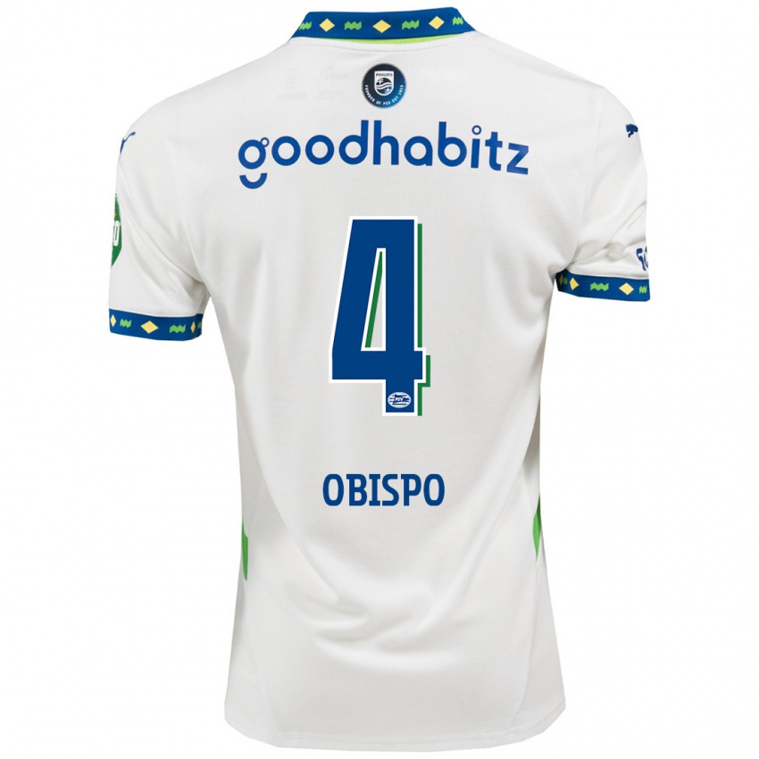 Niño Camiseta Armando Obispo #4 Blanco Azul Oscuro Equipación Tercera 2024/25 La Camisa México