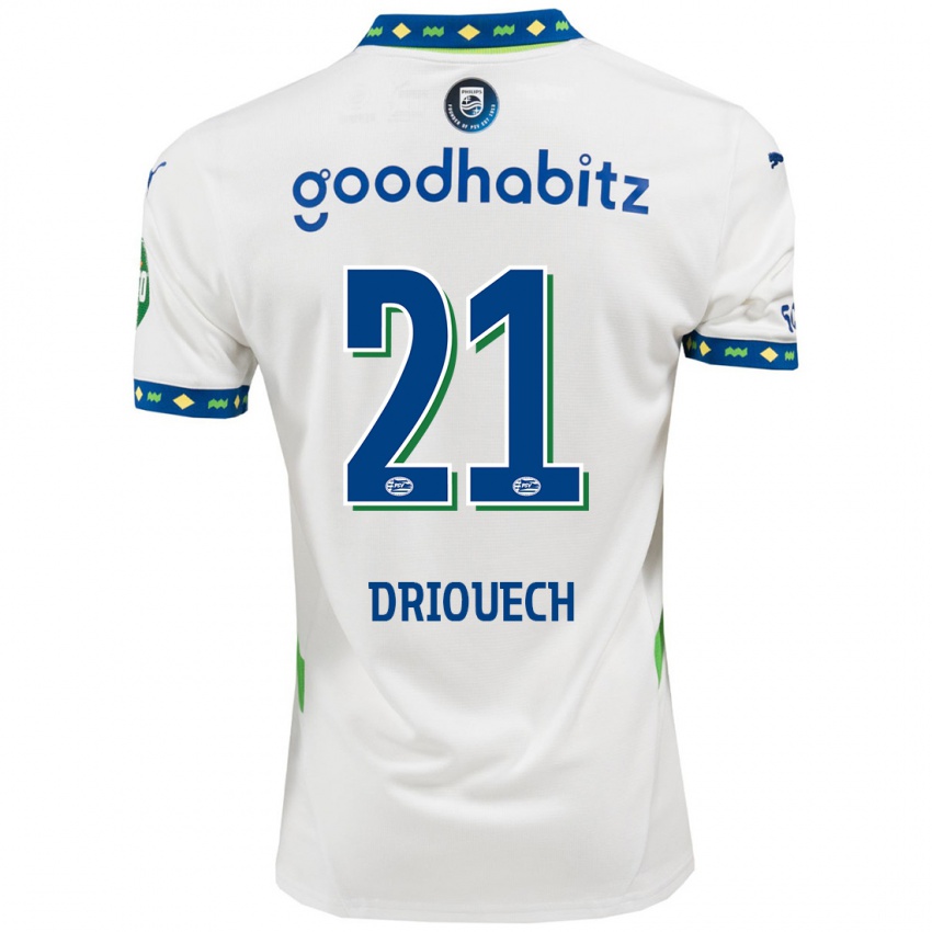 Niño Camiseta Couhaib Driouech #21 Blanco Azul Oscuro Equipación Tercera 2024/25 La Camisa México