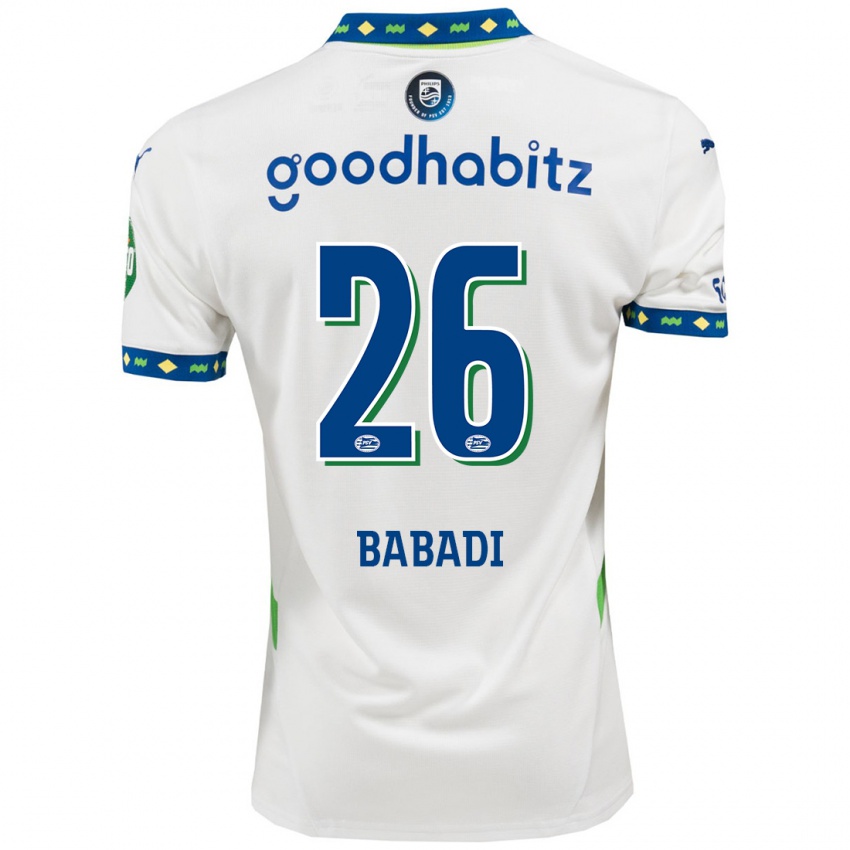 Niño Camiseta Isaac Babadi #26 Blanco Azul Oscuro Equipación Tercera 2024/25 La Camisa México