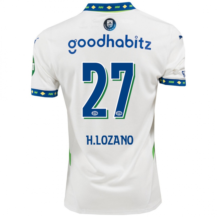 Niño Camiseta Hirving Lozano #27 Blanco Azul Oscuro Equipación Tercera 2024/25 La Camisa México