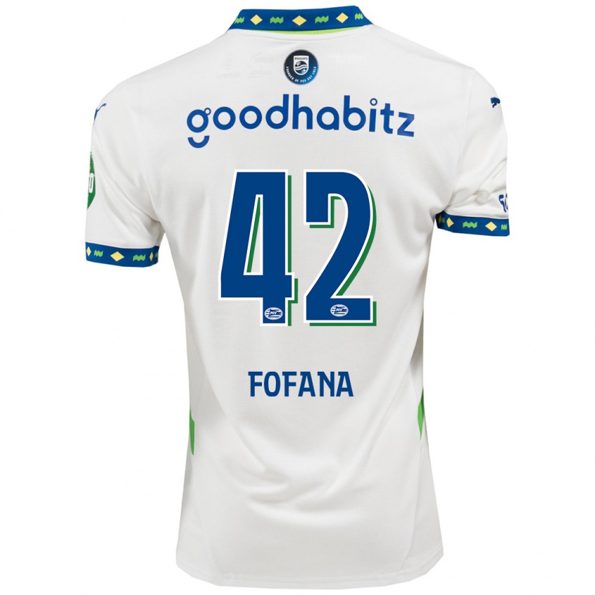 Niño Camiseta Fodé Fofana #42 Blanco Azul Oscuro Equipación Tercera 2024/25 La Camisa México