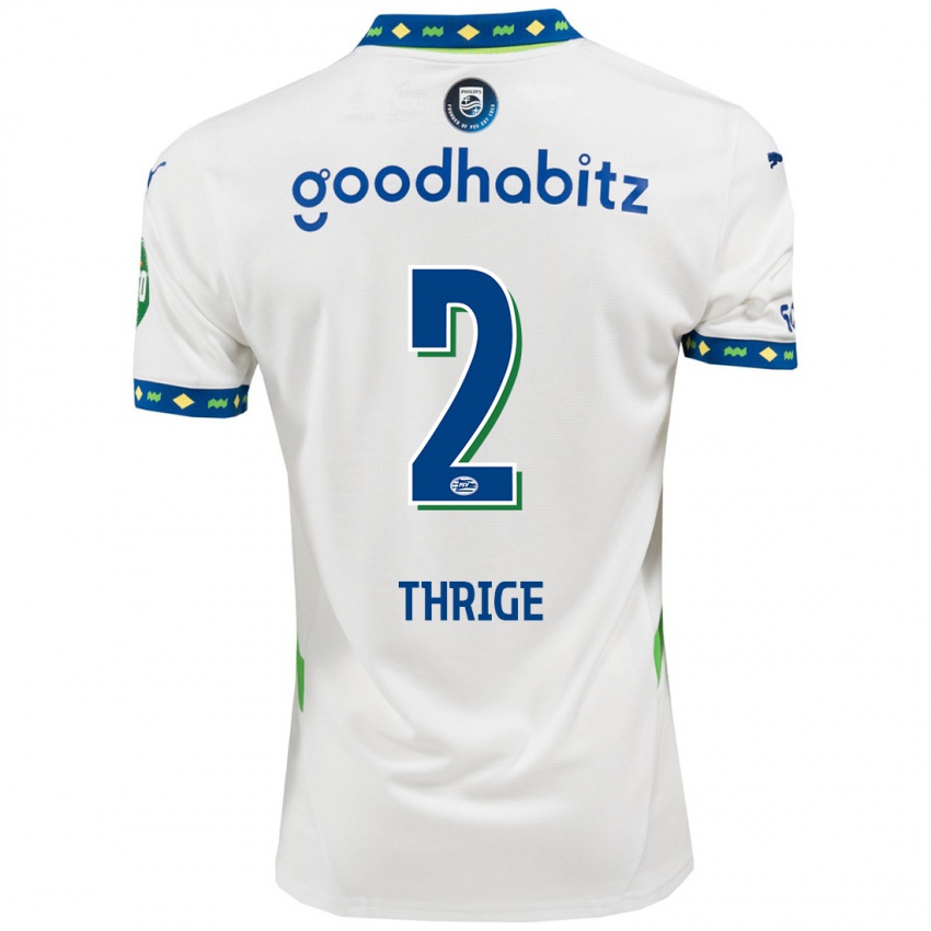 Niño Camiseta Sara Thrige #2 Blanco Azul Oscuro Equipación Tercera 2024/25 La Camisa México