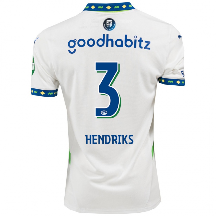 Niño Camiseta Gwyneth Hendriks #3 Blanco Azul Oscuro Equipación Tercera 2024/25 La Camisa México