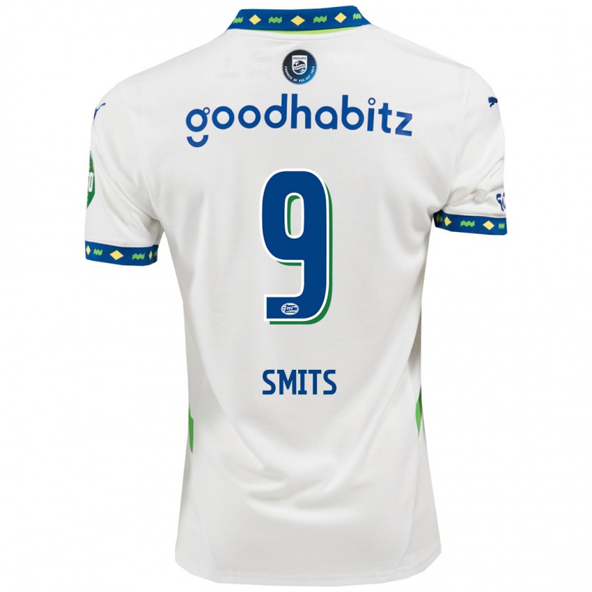 Niño Camiseta Joëlle Smits #9 Blanco Azul Oscuro Equipación Tercera 2024/25 La Camisa México