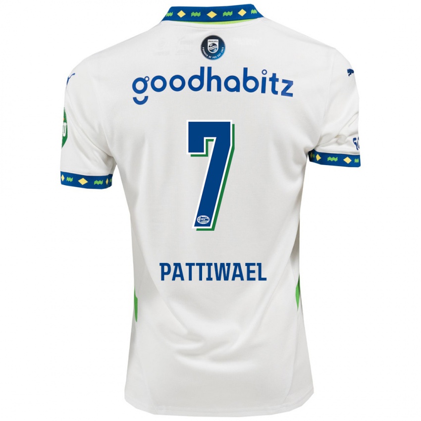 Niño Camiseta Naomi Pattiwael #7 Blanco Azul Oscuro Equipación Tercera 2024/25 La Camisa México