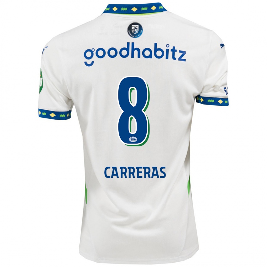 Niño Camiseta Georgina Carreras #8 Blanco Azul Oscuro Equipación Tercera 2024/25 La Camisa México