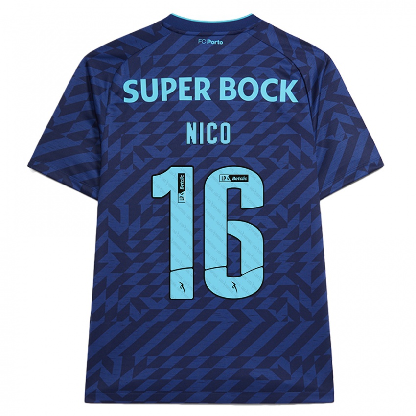 Niño Camiseta Nico González #16 Azul Marino Equipación Tercera 2024/25 La Camisa México