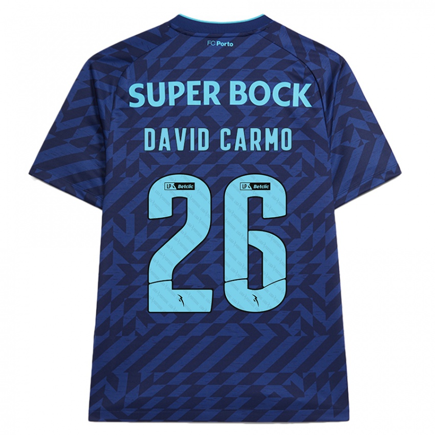 Niño Camiseta David Carmo #26 Azul Marino Equipación Tercera 2024/25 La Camisa México