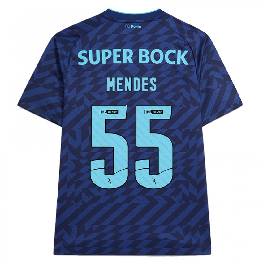 Niño Camiseta João Mendes #55 Azul Marino Equipación Tercera 2024/25 La Camisa México