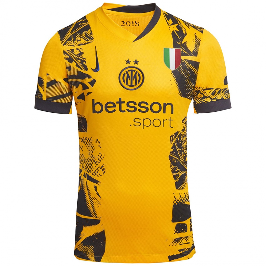 Niño Camiseta Su Nombre #0 Dorado Negro Equipación Tercera 2024/25 La Camisa México