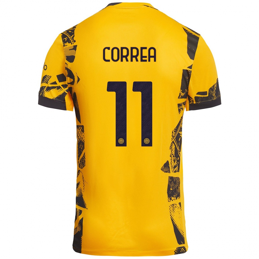 Niño Camiseta Joaquín Correa #11 Dorado Negro Equipación Tercera 2024/25 La Camisa México