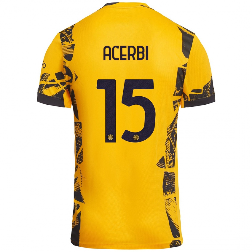 Niño Camiseta Francesco Acerbi #15 Dorado Negro Equipación Tercera 2024/25 La Camisa México