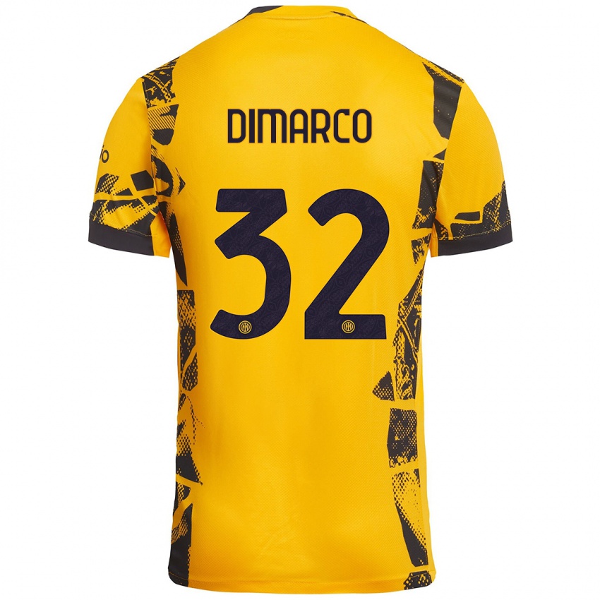 Niño Camiseta Federico Dimarco #32 Dorado Negro Equipación Tercera 2024/25 La Camisa México