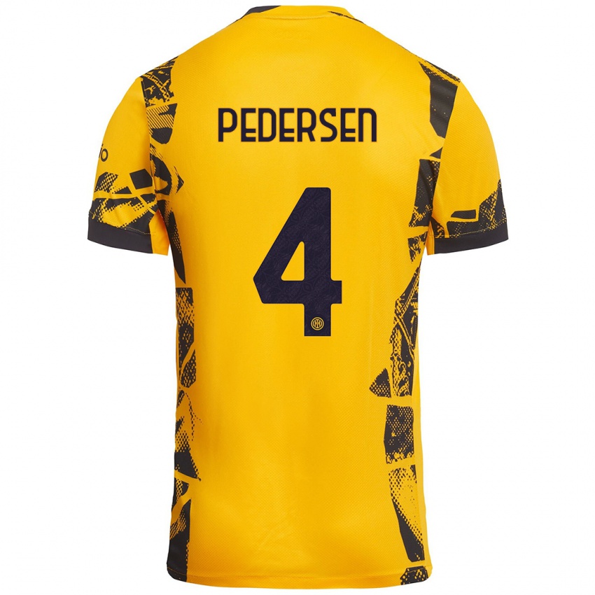 Niño Camiseta Sofie Junge Pedersen #4 Dorado Negro Equipación Tercera 2024/25 La Camisa México