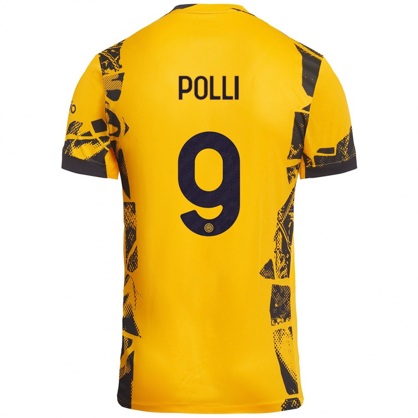 Niño Camiseta Elisa Polli #9 Dorado Negro Equipación Tercera 2024/25 La Camisa México