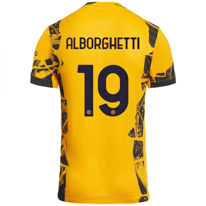 Niño Camiseta Lisa Alborghetti #19 Dorado Negro Equipación Tercera 2024/25 La Camisa México