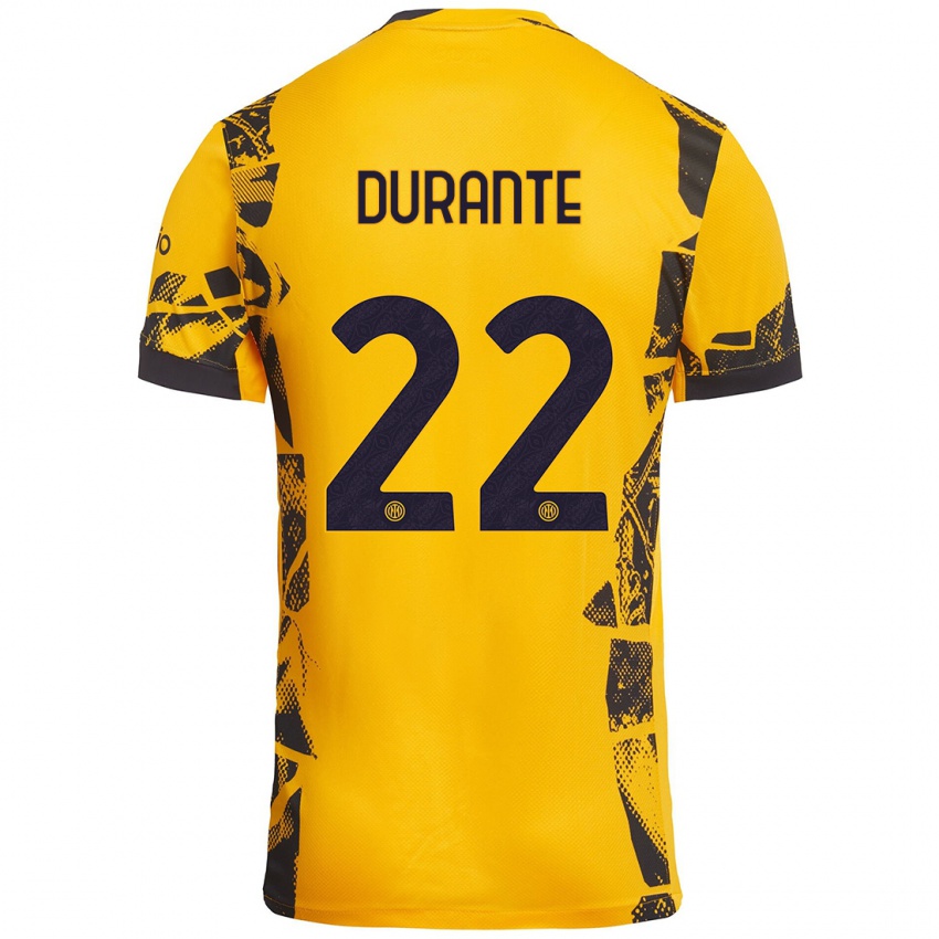 Niño Camiseta Francesca Durante #22 Dorado Negro Equipación Tercera 2024/25 La Camisa México