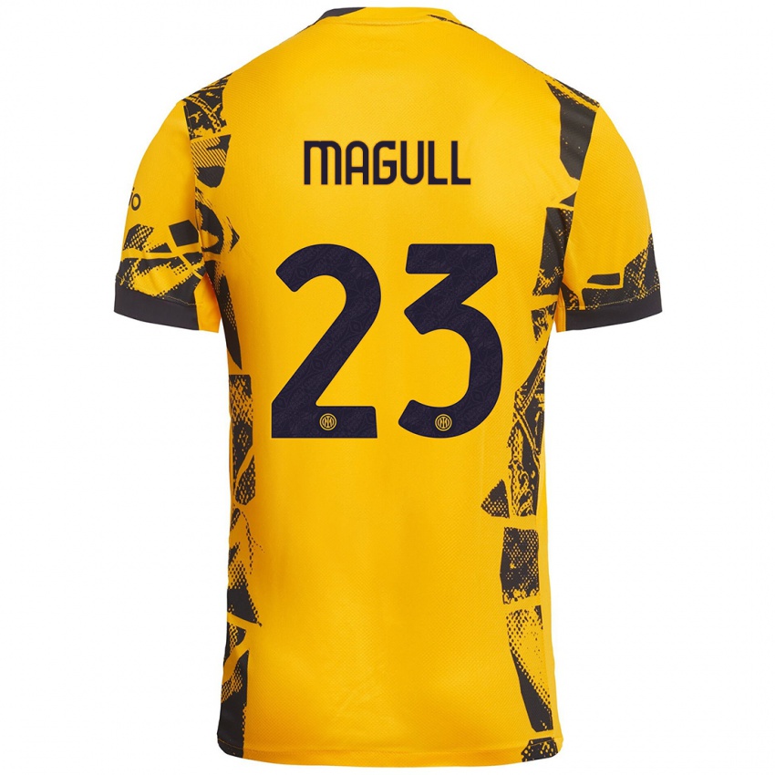 Niño Camiseta Lina Magull #23 Dorado Negro Equipación Tercera 2024/25 La Camisa México