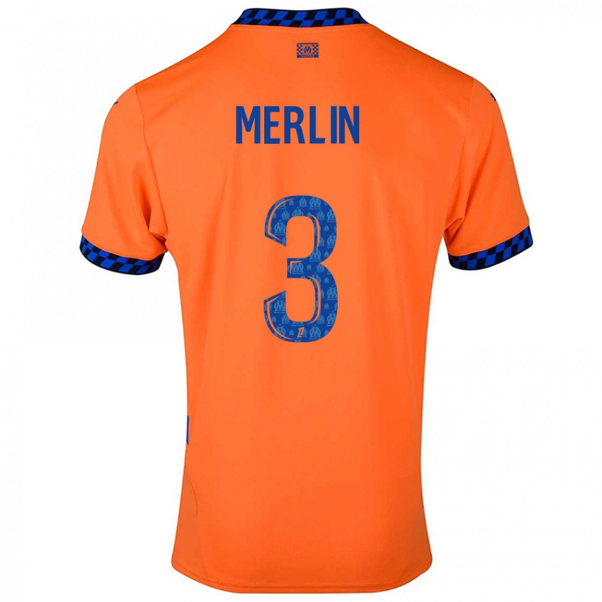 Niño Camiseta Quentin Merlin #3 Naranja Azul Oscuro Equipación Tercera 2024/25 La Camisa México