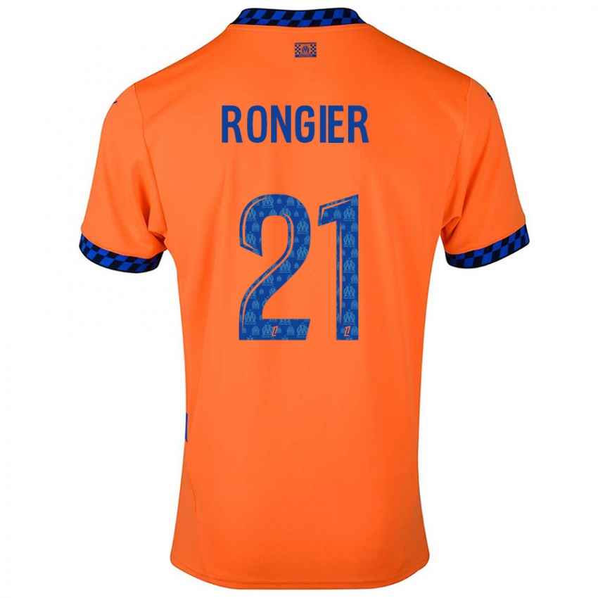 Niño Camiseta Valentin Rongier #21 Naranja Azul Oscuro Equipación Tercera 2024/25 La Camisa México