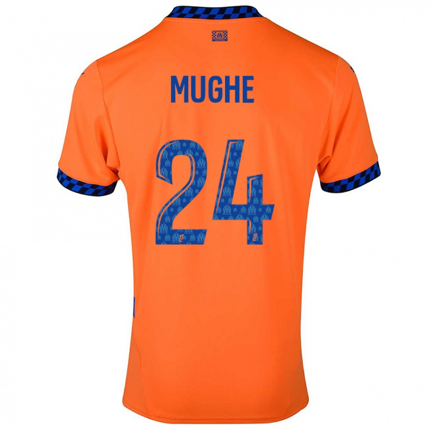 Niño Camiseta François Mughe #24 Naranja Azul Oscuro Equipación Tercera 2024/25 La Camisa México