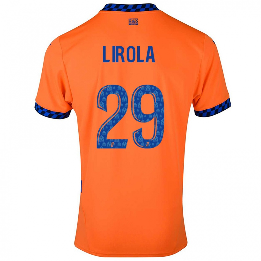 Niño Camiseta Pol Lirola #29 Naranja Azul Oscuro Equipación Tercera 2024/25 La Camisa México