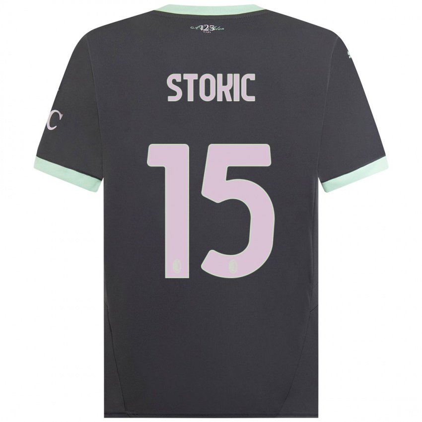 Niño Camiseta Sara Stokić #15 Gris Equipación Tercera 2024/25 La Camisa México