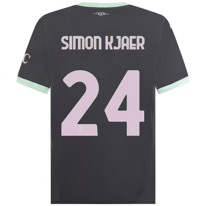 Niño Camiseta Simon Kjaer #24 Gris Equipación Tercera 2024/25 La Camisa México