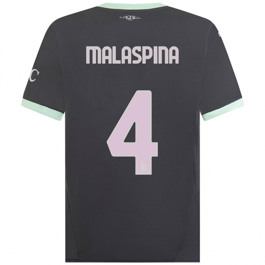 Niño Camiseta Mattia Malaspina #4 Gris Equipación Tercera 2024/25 La Camisa México