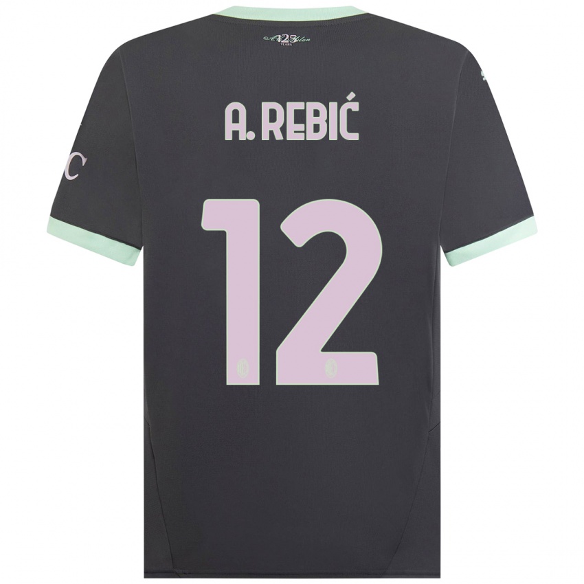 Niño Camiseta Ante Rebic #12 Gris Equipación Tercera 2024/25 La Camisa México