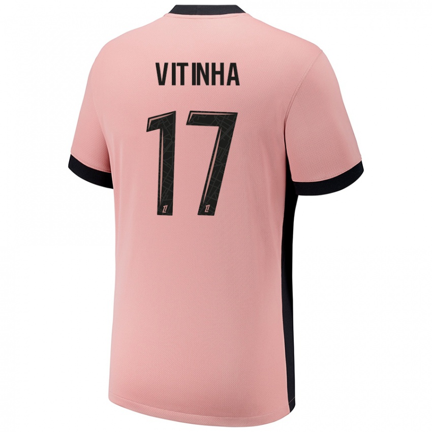 Niño Camiseta Vitinha #17 Rosa Óxido Equipación Tercera 2024/25 La Camisa México