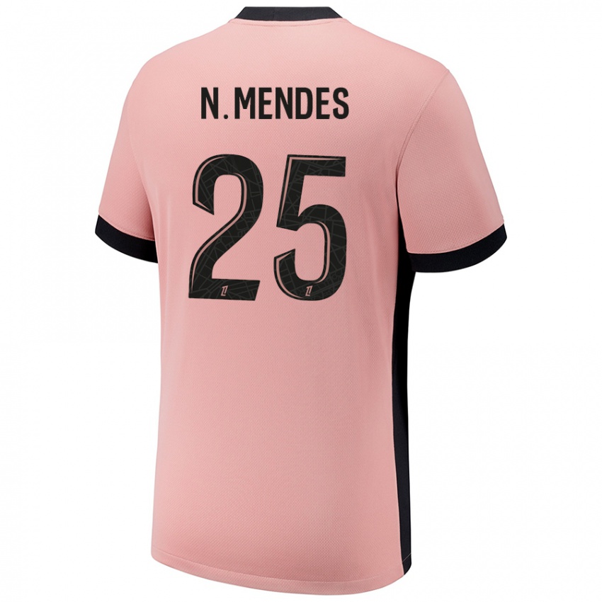 Niño Camiseta Nuno Mendes #25 Rosa Óxido Equipación Tercera 2024/25 La Camisa México