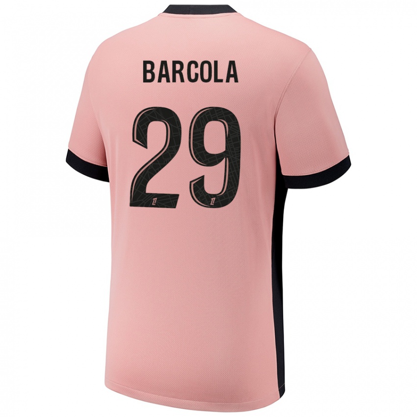 Niño Camiseta Bradley Barcola #29 Rosa Óxido Equipación Tercera 2024/25 La Camisa México