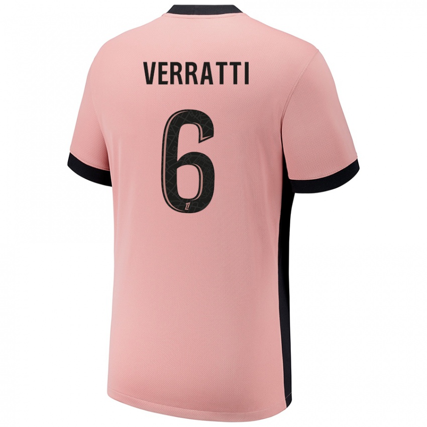 Niño Camiseta Marco Verratti #6 Rosa Óxido Equipación Tercera 2024/25 La Camisa México