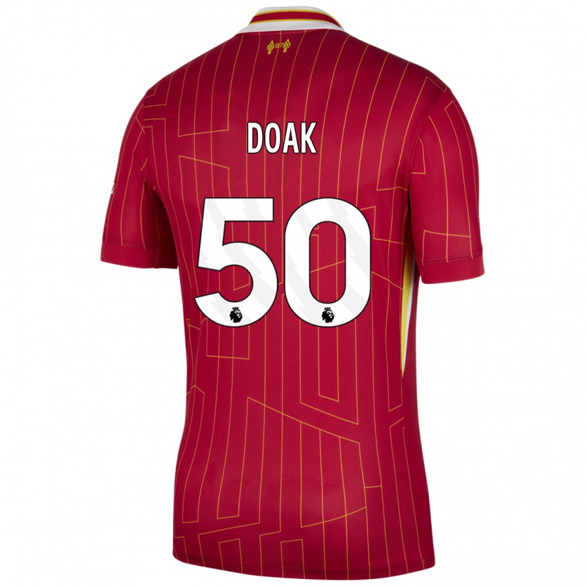 Hombre Camiseta Ben Doak #50 Rojo Amarillo Blanco 1ª Equipación 2024/25 La Camisa México